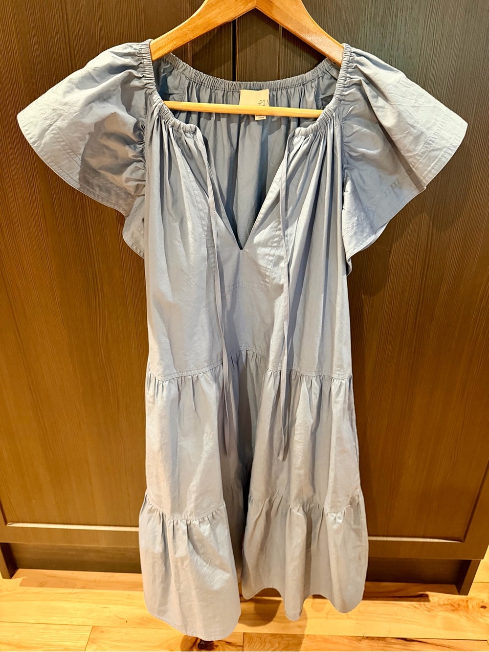 Pinch Light Blue Tiered V-Neck Midi Dress